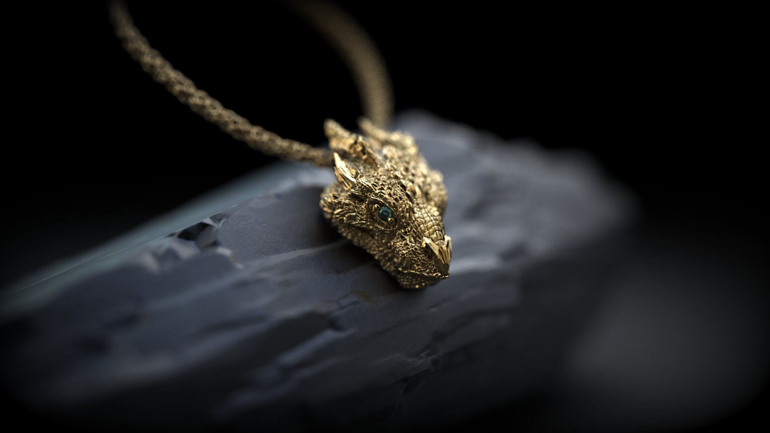 Solid Gold Dragon Pendant
