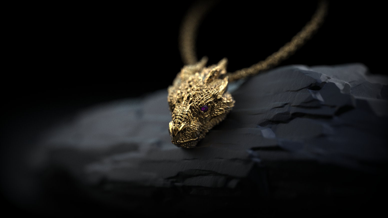 Solid Gold Dragon Pendant