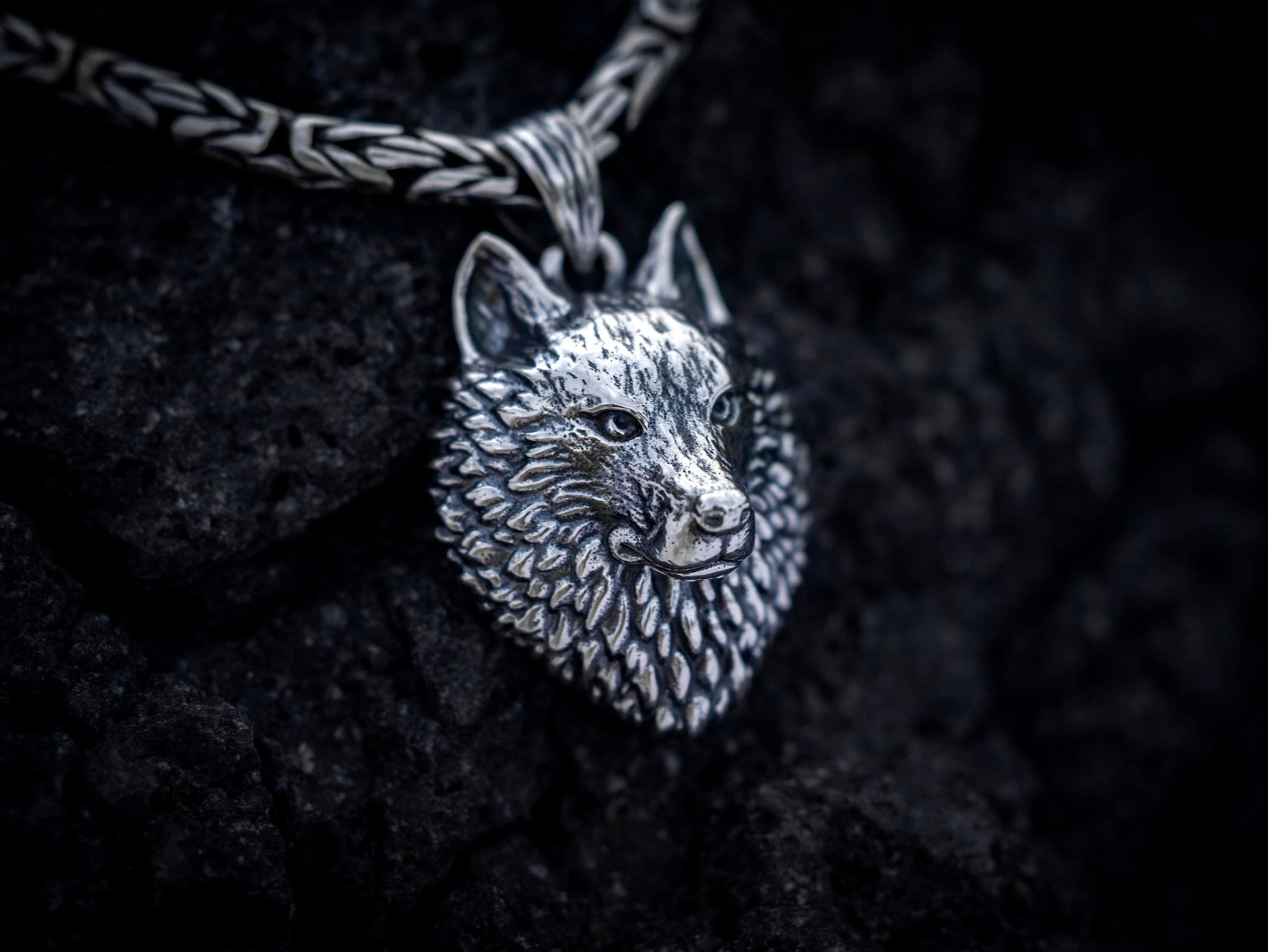 Wild Wolf Necklace | Wolf Head Pendant | Silver Wolf Men Necklace | Silver Animal Pendant | Animal Jewelry | Wolf Gift for Men
