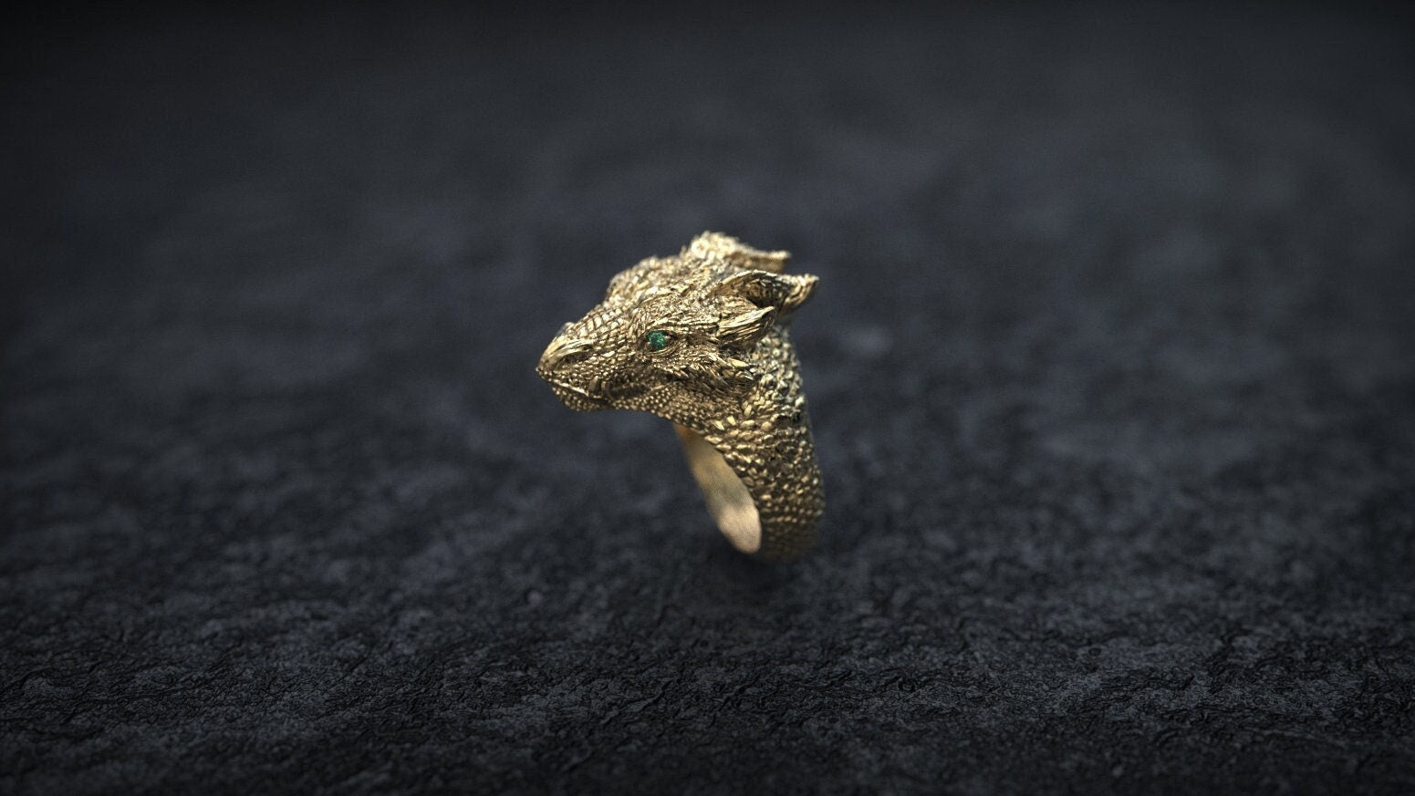 Gold Dragon Head Ring