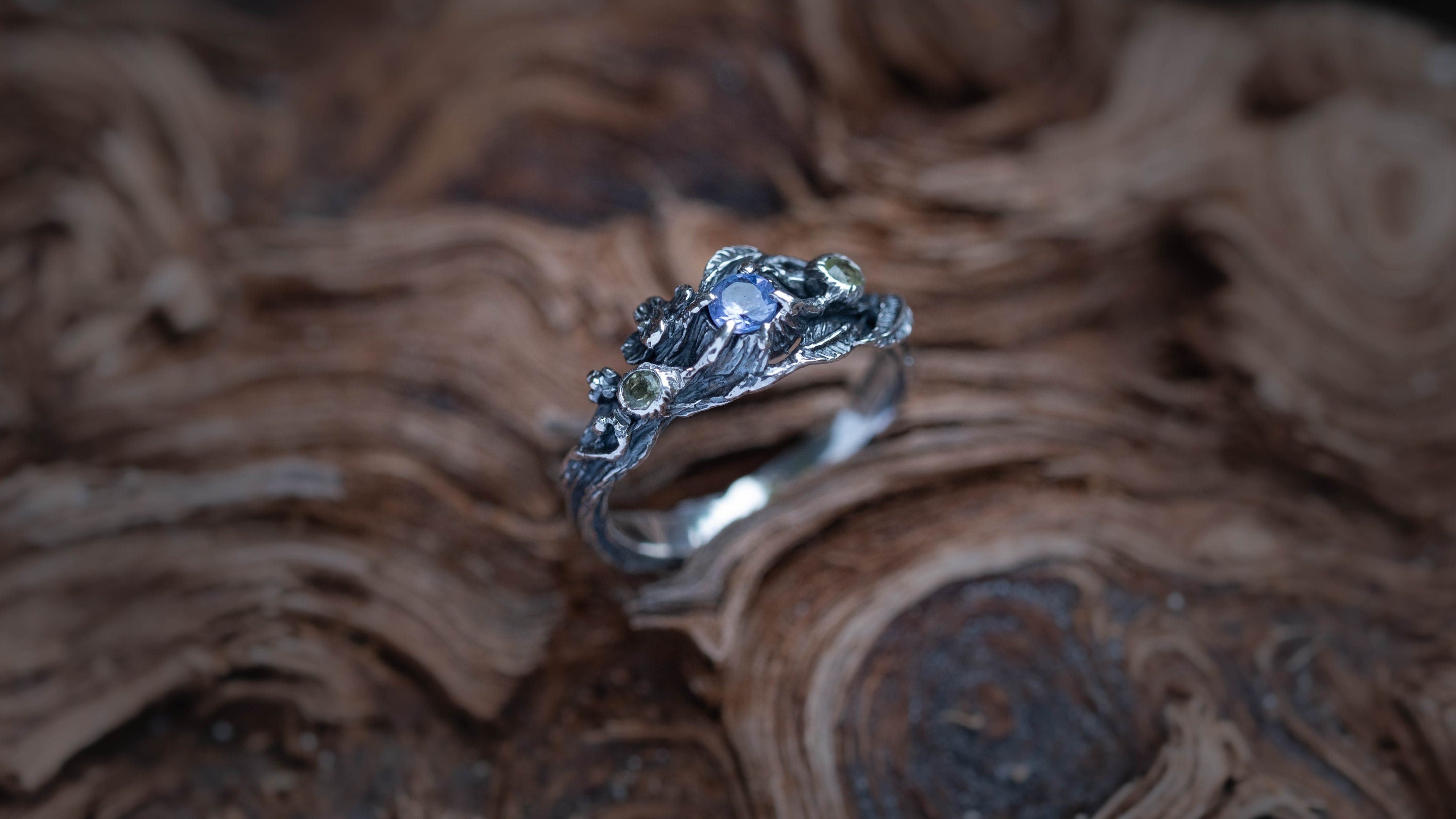 Silver Twig Engagement Ring With Amethyst | Nature-Inspired Elven Ring | Sterling Silver Branch Ring | Tree Branch Ring | Boho Jewelry