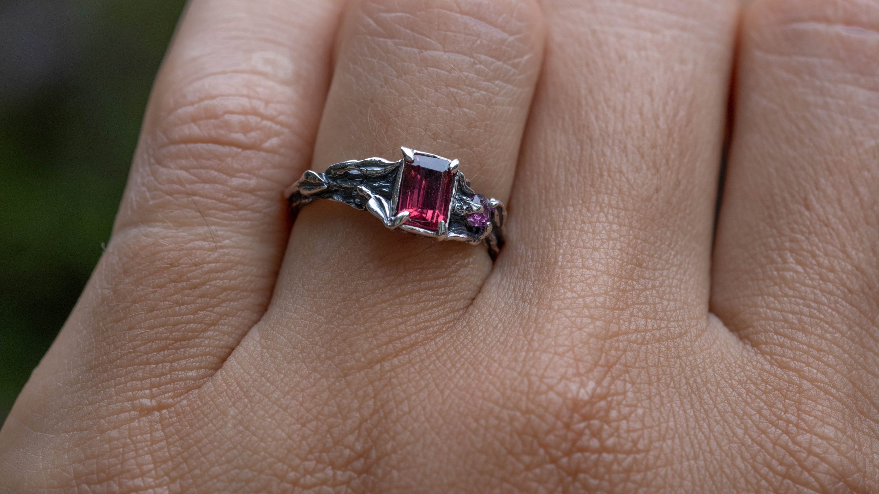 Silver Twig Engagement Ring | Fairy ring 'Lina' | Nature Inspired Engagement ring | Elven ring | Fairy Jewelry | Ring With Gemstones