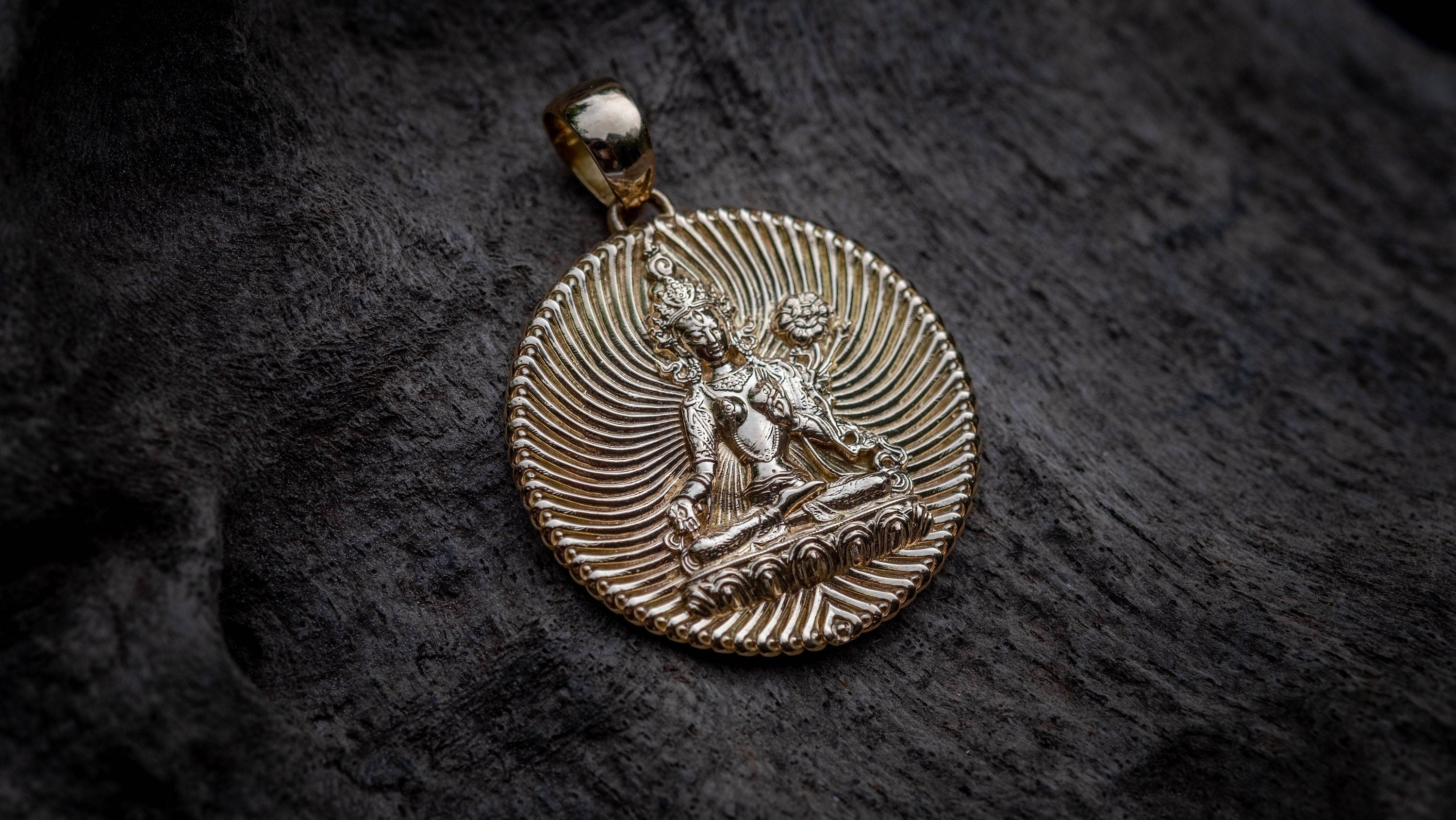 14K Gold Tara Pendant | Gold Buddhist Jewelry | Gold Goddess Pendant | Buddhist Jewelry