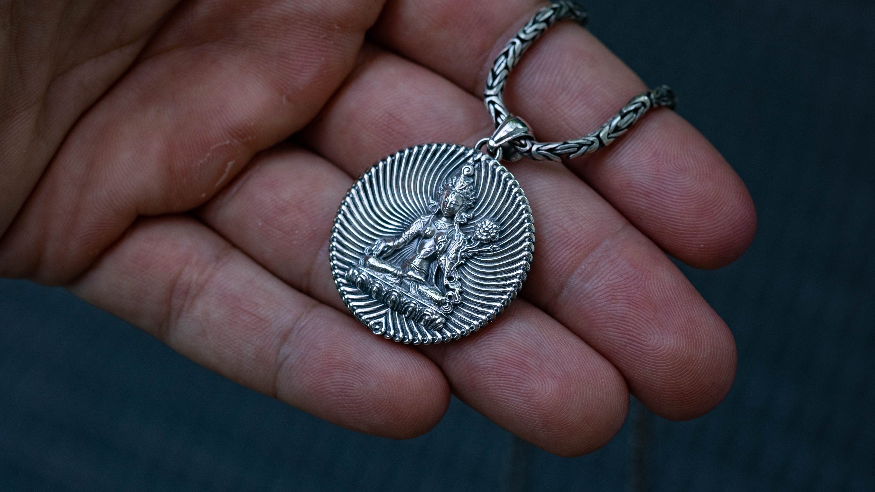 Sterling Silver White Tara Pendant-Handmade Buddhist Goddess Pendant-Spiritual Silver Jewelry-Protection & Healing Necklace -Buddhist Gift