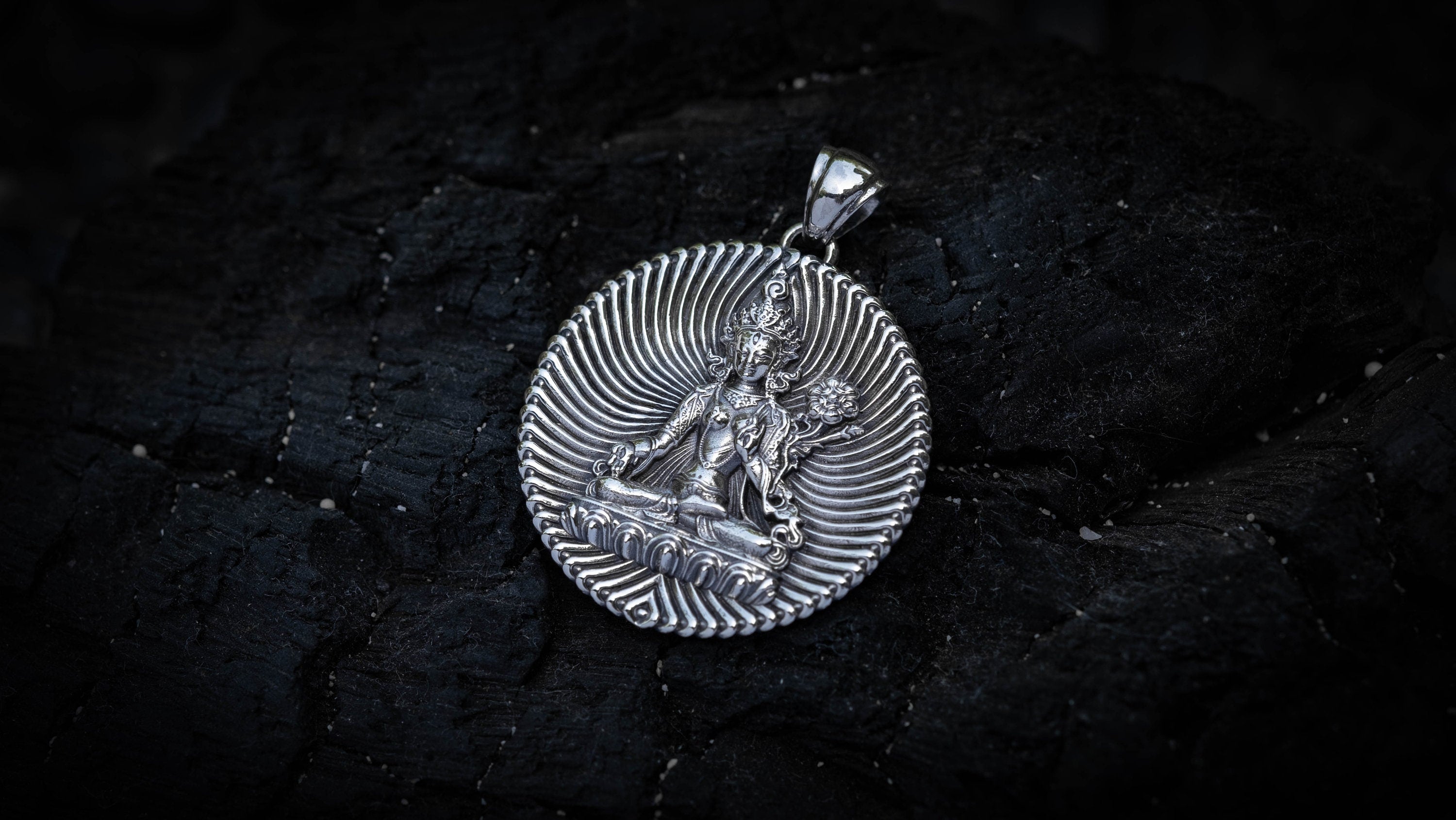 Sterling Silver White Tara Pendant-Handmade Buddhist Goddess Pendant-Spiritual Silver Jewelry-Protection & Healing Necklace -Buddhist Gift