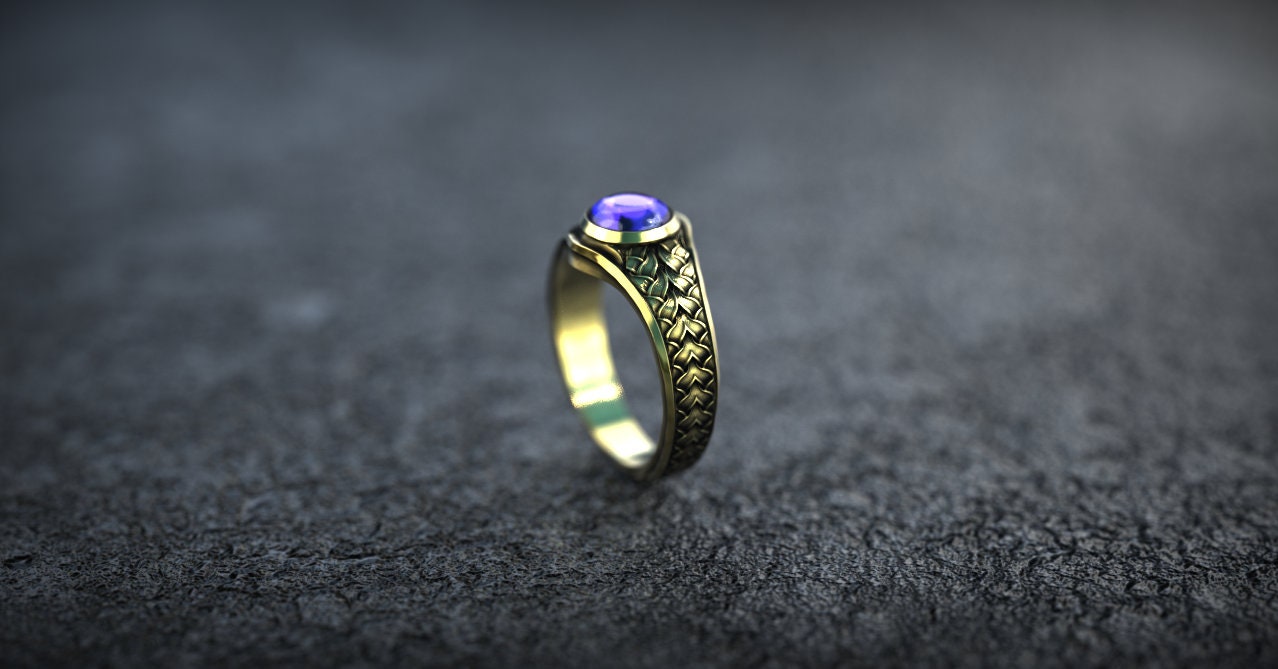 10K Gold Celtic Wedding Ring | Viking Wedding Ring 'Freya' | Celtic Engagement Ring with Gemstone | Gold Viking Ring | Celtic Jewelry
