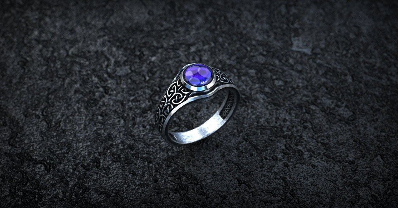 Celtic Knot Ring | Amethyst Engagement Ring | Viking Wedding Ring | Medieval Ring | Norse Ring | Celtic Jewelry | Amethyst Jewelry