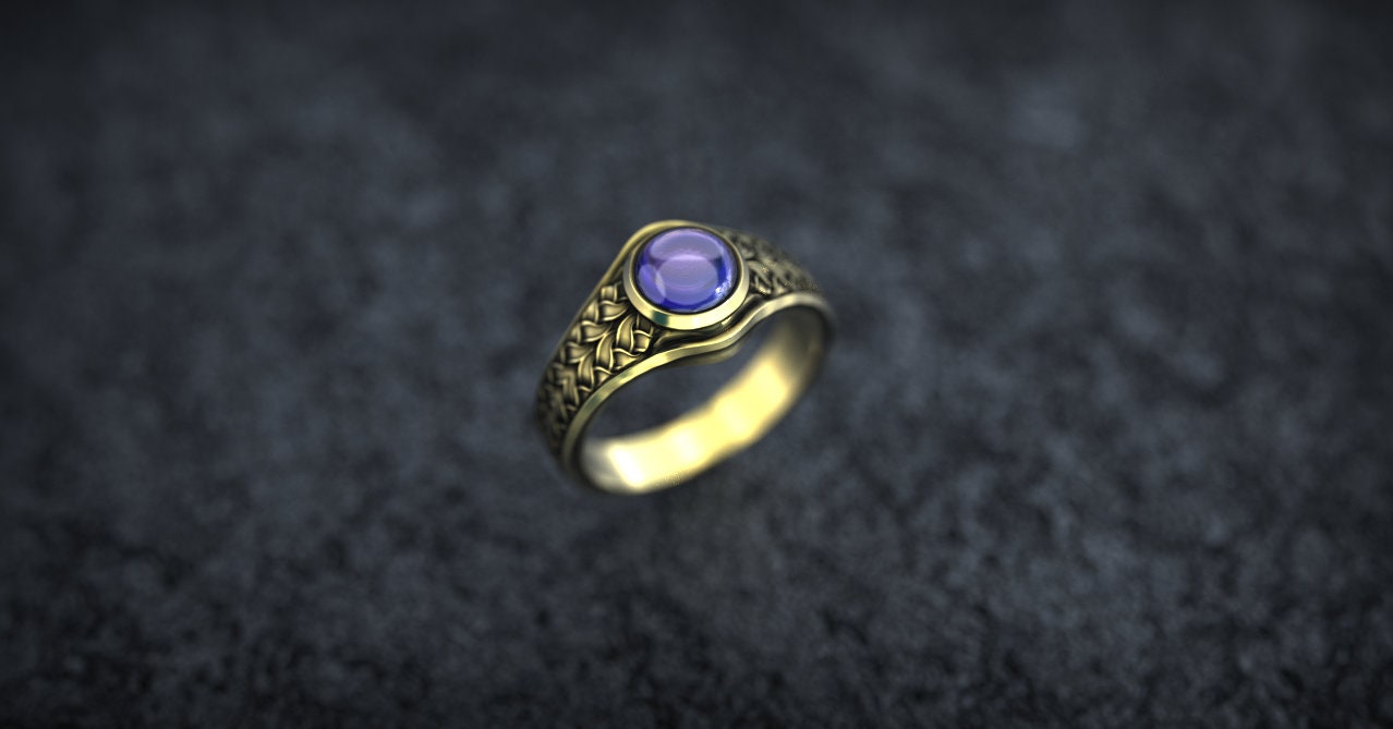 10K Gold Celtic Wedding Ring | Viking Wedding Ring 'Freya' | Celtic Engagement Ring with Gemstone | Gold Viking Ring | Celtic Jewelry