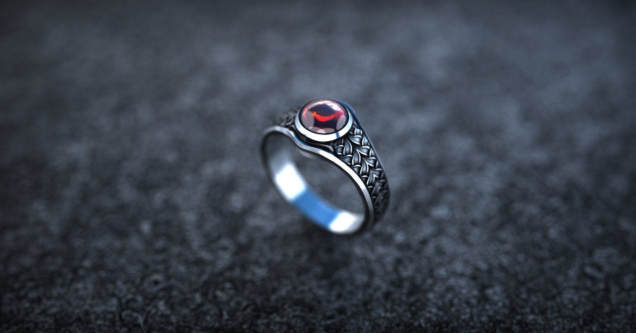 Silver Celtic Knot Ring | Viking Wedding Ring 'Freya' | Medieval Ring | Moonstone Norse Ring | Celtic Jewelry