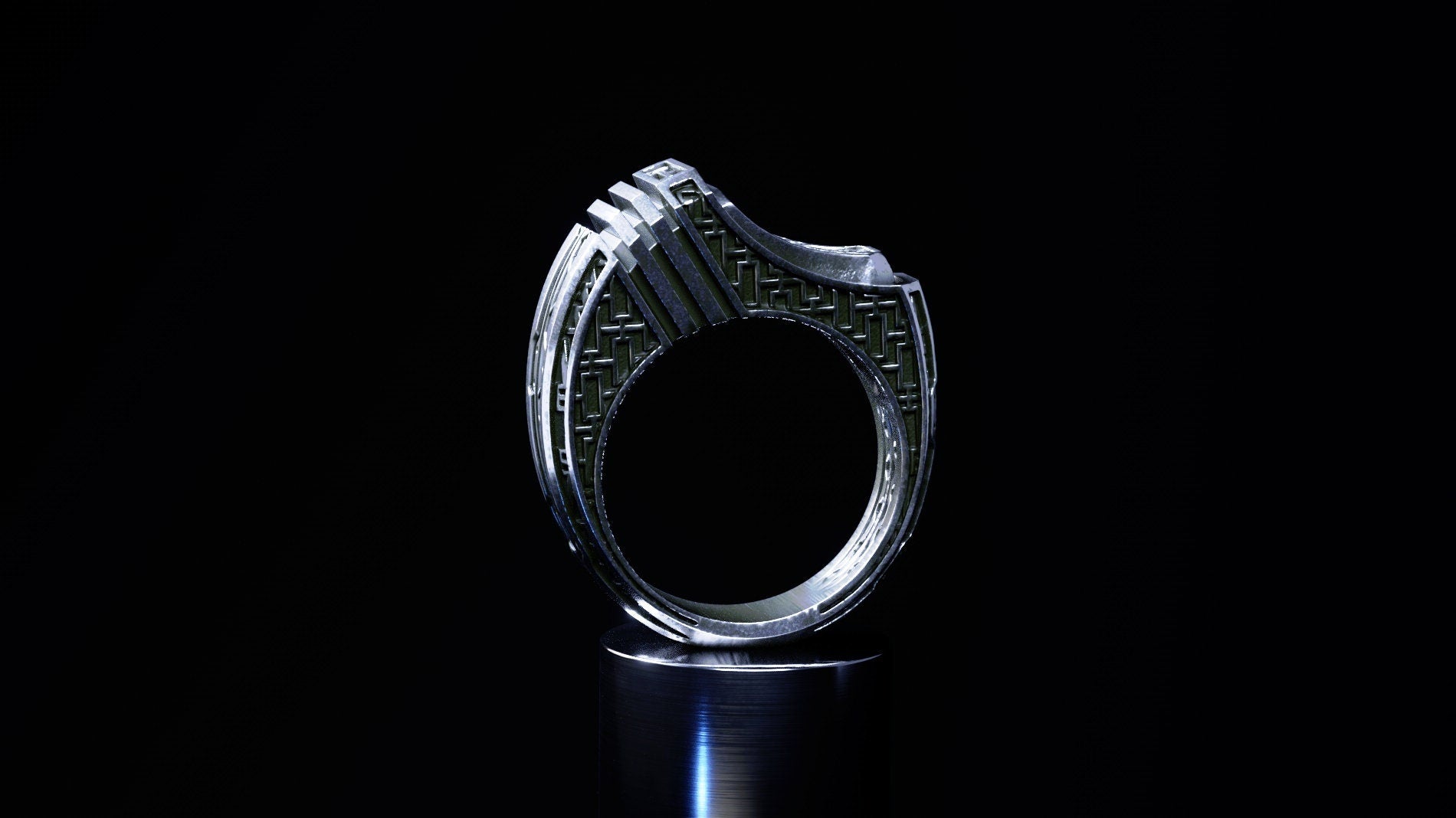 Geometric silver ring 'Titan'