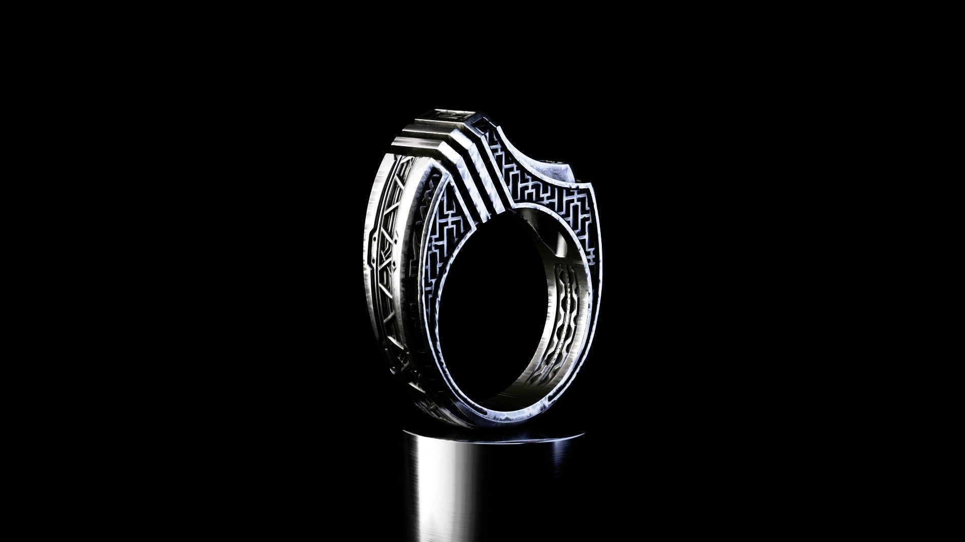 Geometric silver ring 'Titan'