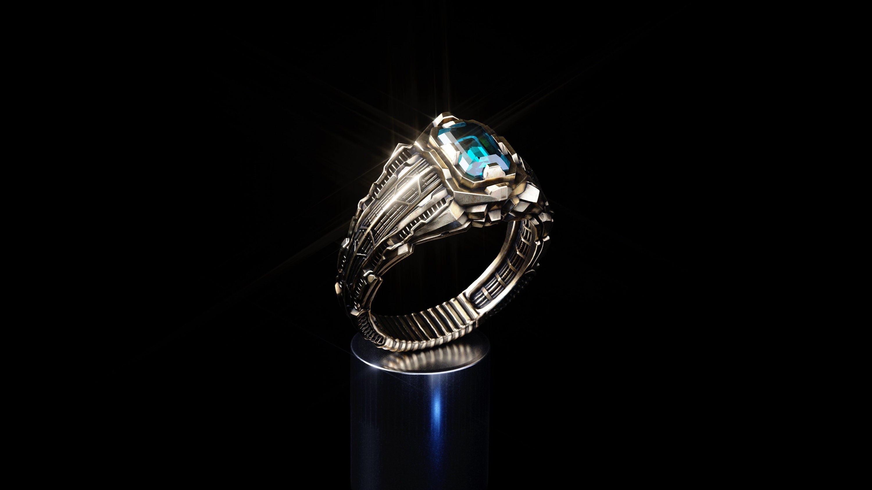 Solid Gold Sci-Fi ring 'Collider'