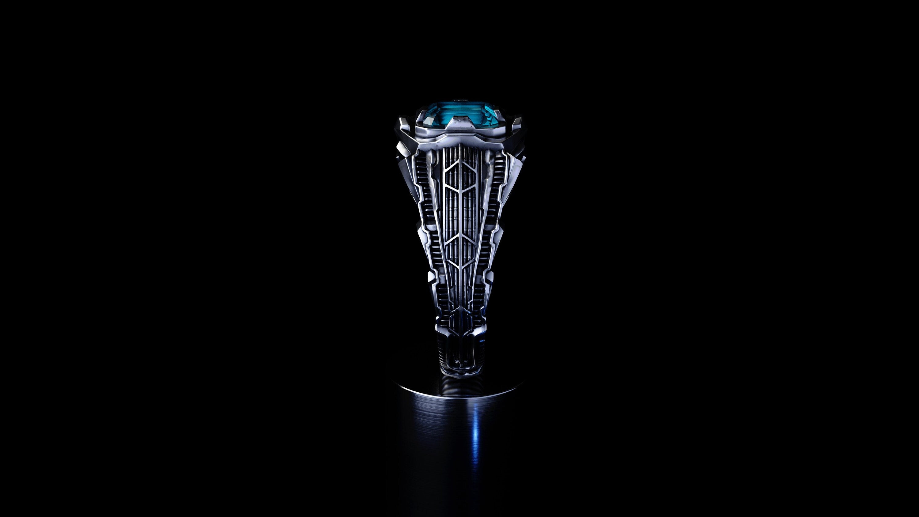 Futuristic silver ring 'Collider'