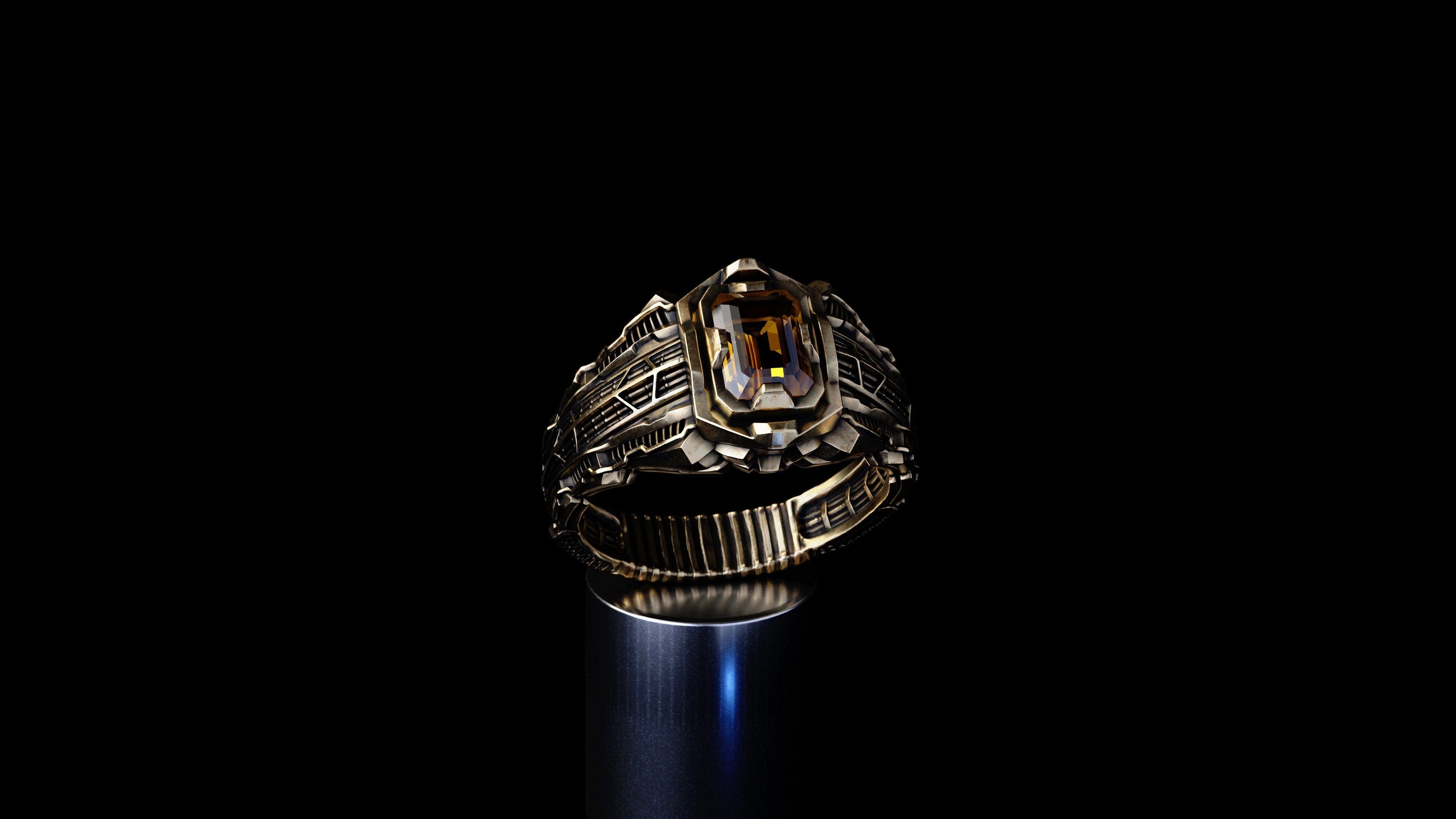 Solid Gold Sci-Fi ring 'Collider'