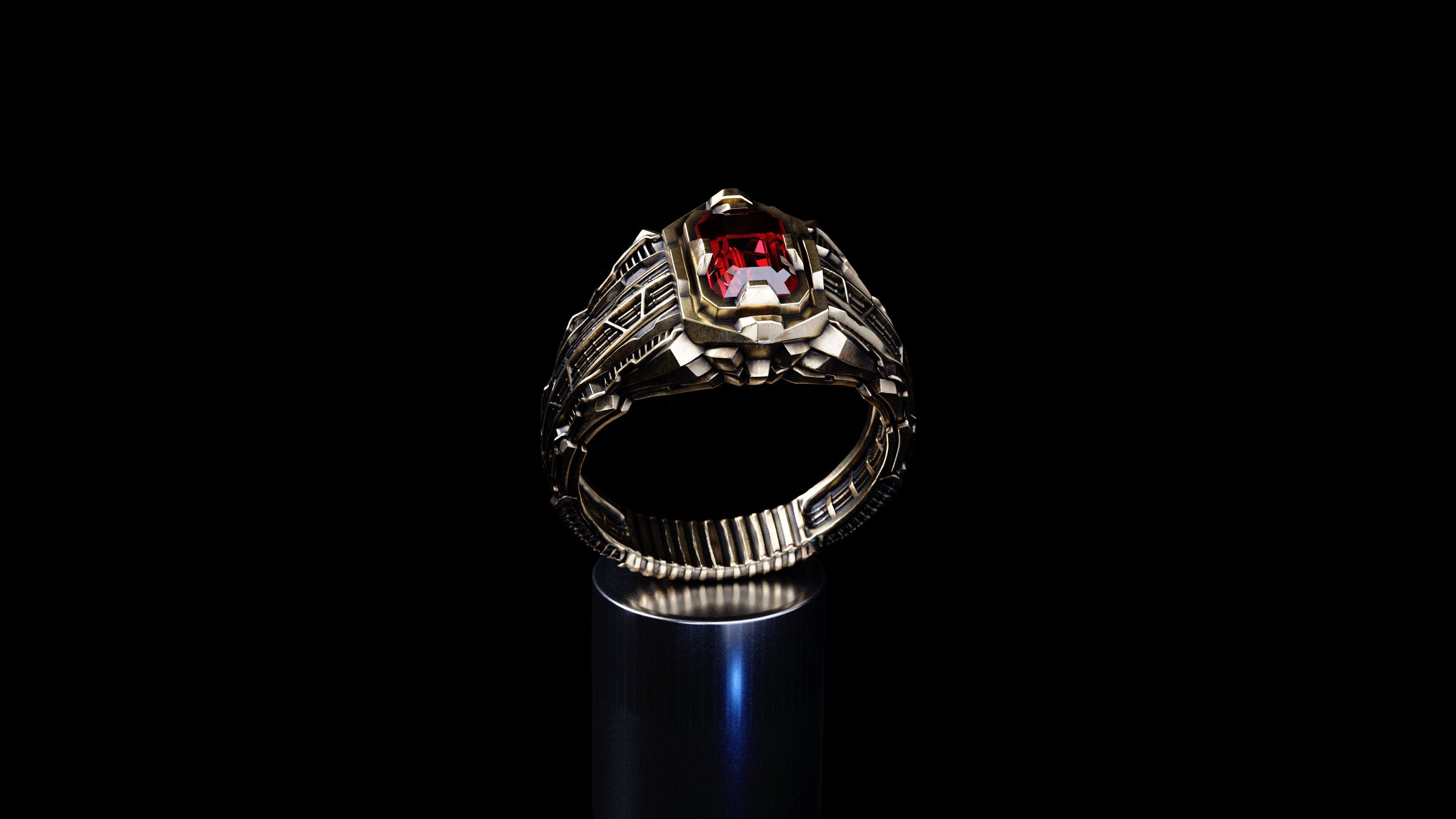 Solid Gold Sci-Fi ring 'Collider'