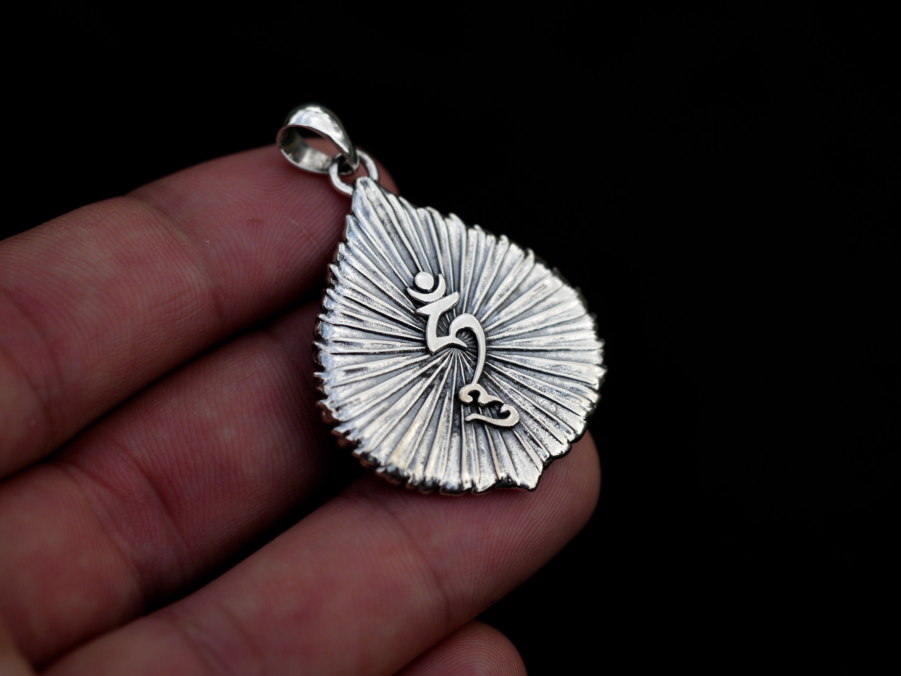 Silver Lotus Buddha Pendant
