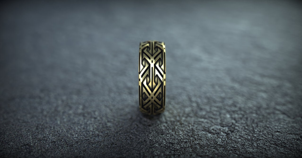 Gold Textured Ring 'Armor 2'
