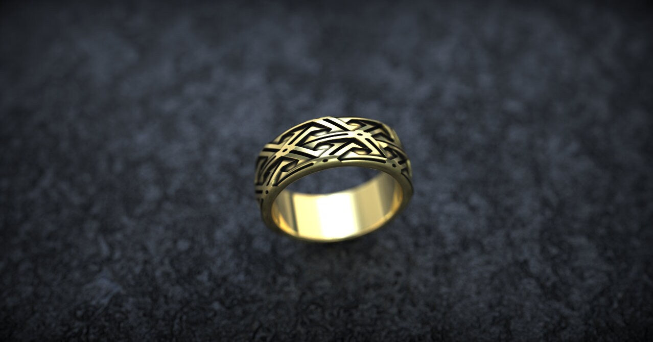Gold Textured Ring 'Armor 2'