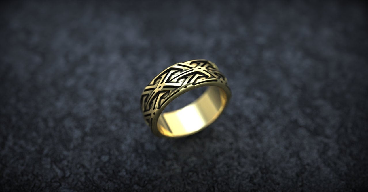 Gold Textured Ring 'Armor 2'