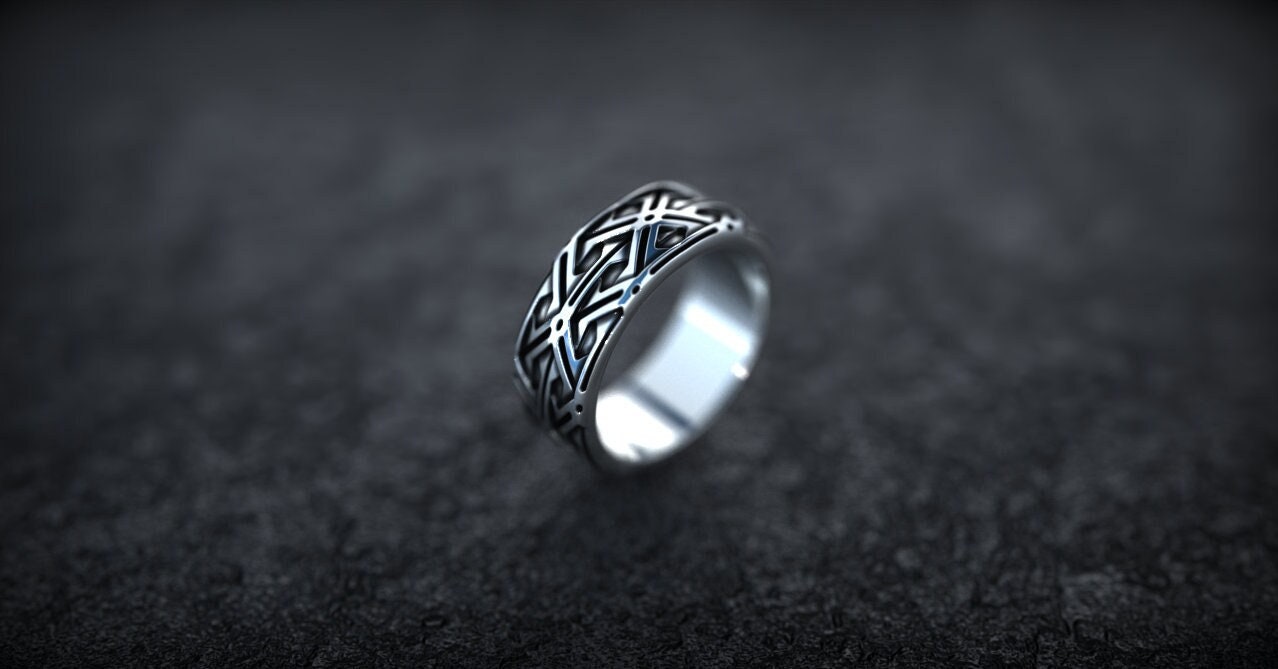Wide Wedding Band | Silver Viking Wedding Ring | Armor Ring | Viking Jewelry | Wide Band Ring