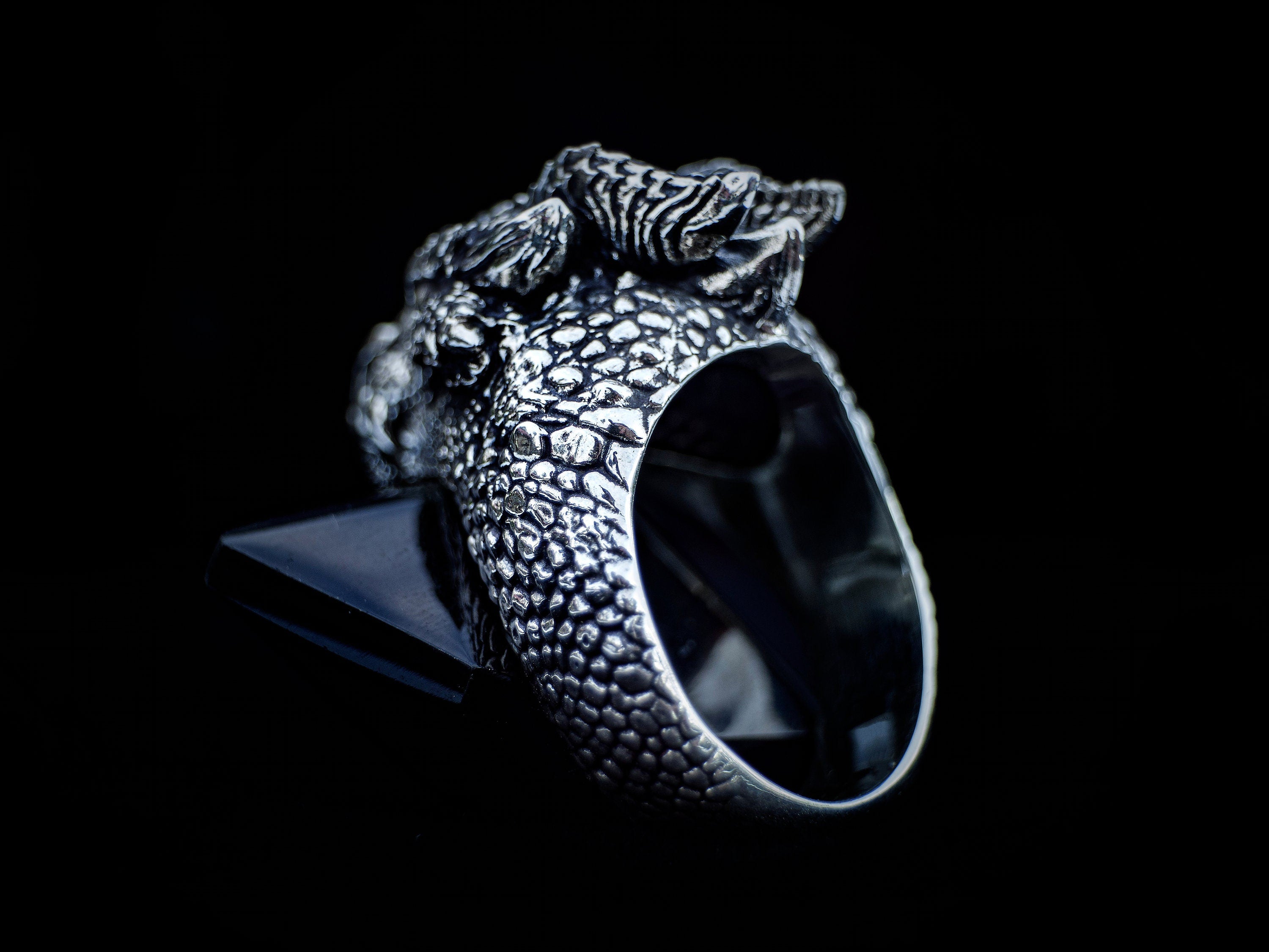 Silver Dragon Head Ring