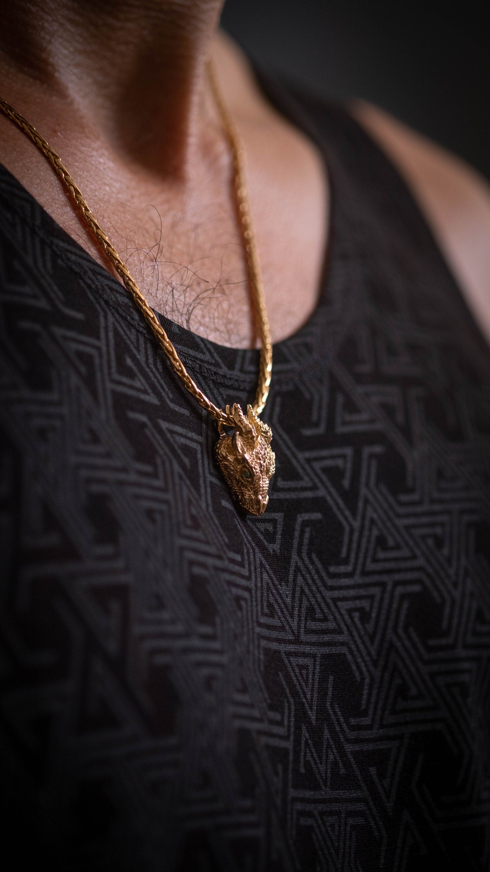 Solid Gold Dragon Pendant
