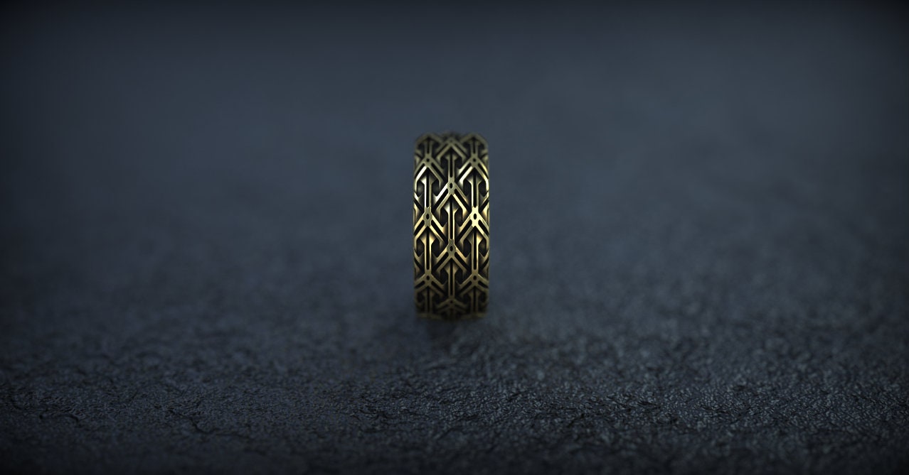 Gold Wedding Band | Viking Engagement Ring | Wide Wedding Band | Gold Armor Ring | Viking Jewelry