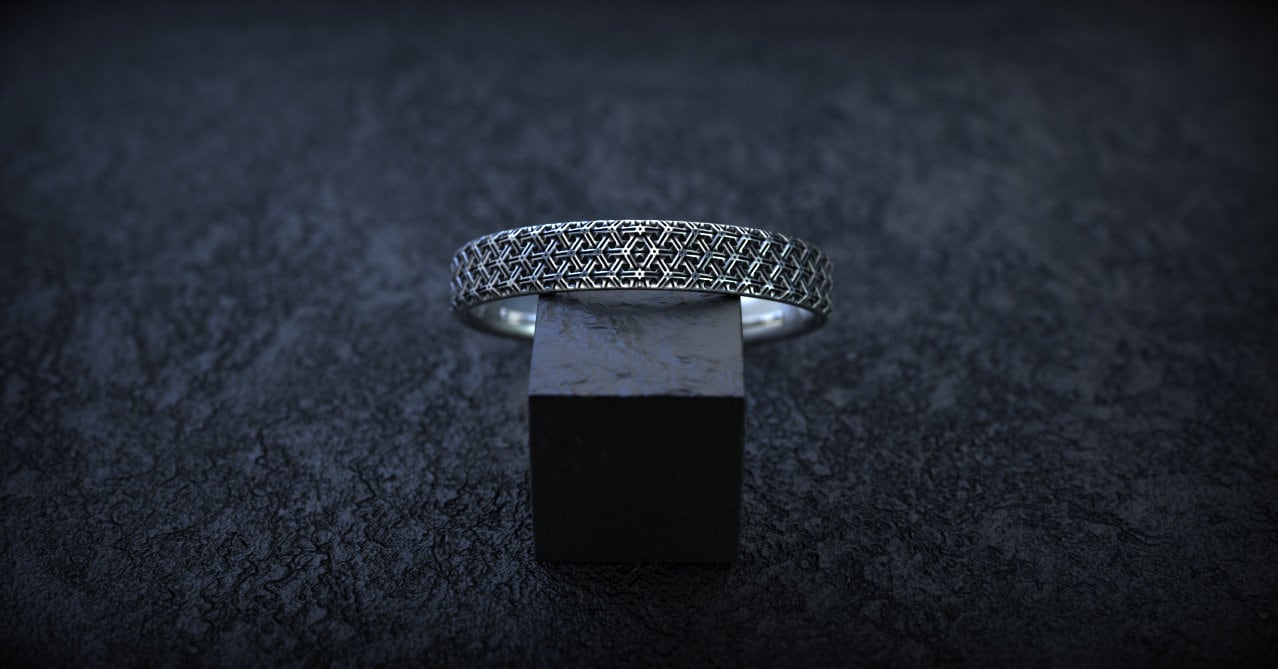 Sterling Silver Carved Cuff Bracelet | Textured Mens Bangle | Gift for Him