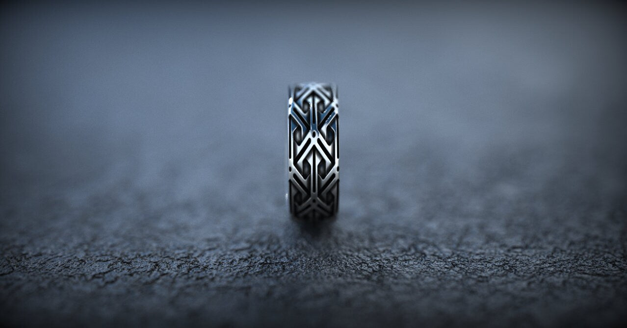 Wide Wedding Band | Silver Viking Wedding Ring | Armor Ring | Viking Jewelry | Wide Band Ring