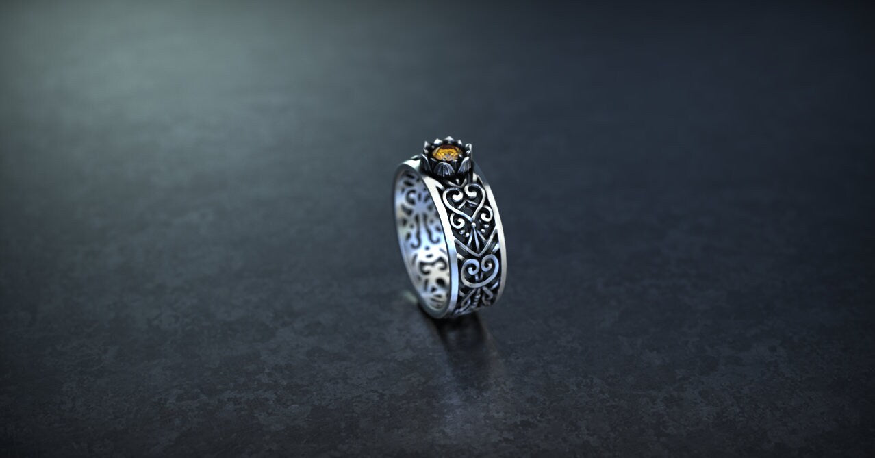 Victorian Engagement Ring | Silver Filigree Ring | Flower Engagement Ring | Art Deco Ring | Victorian Jewelry | Vintage Ring