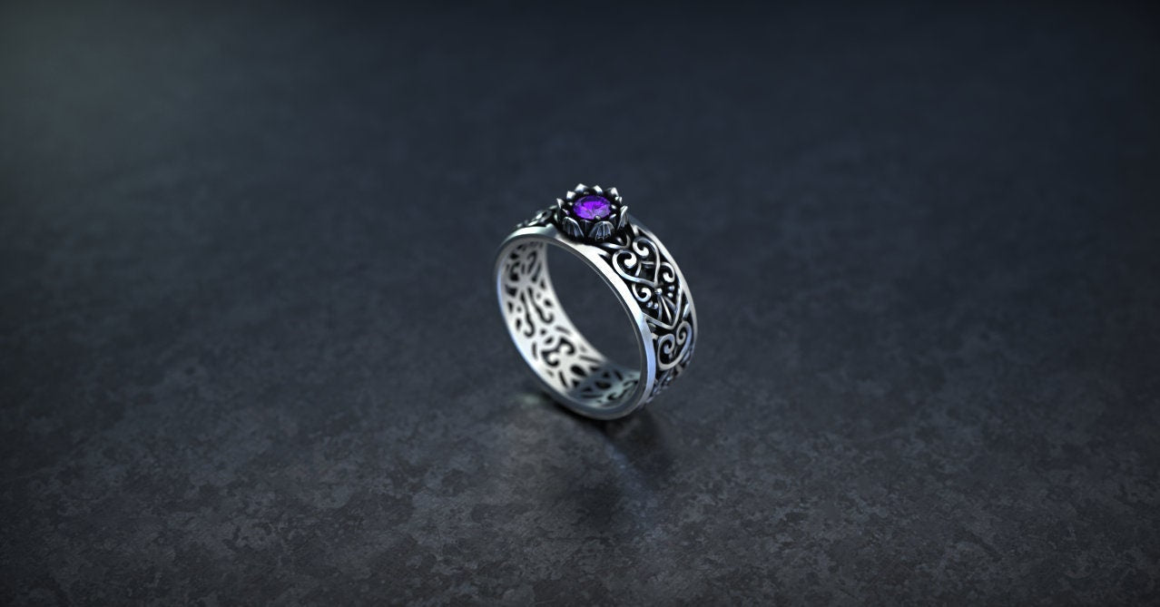 Victorian Engagement Ring | Silver Filigree Ring | Flower Engagement Ring | Art Deco Ring | Victorian Jewelry | Vintage Ring