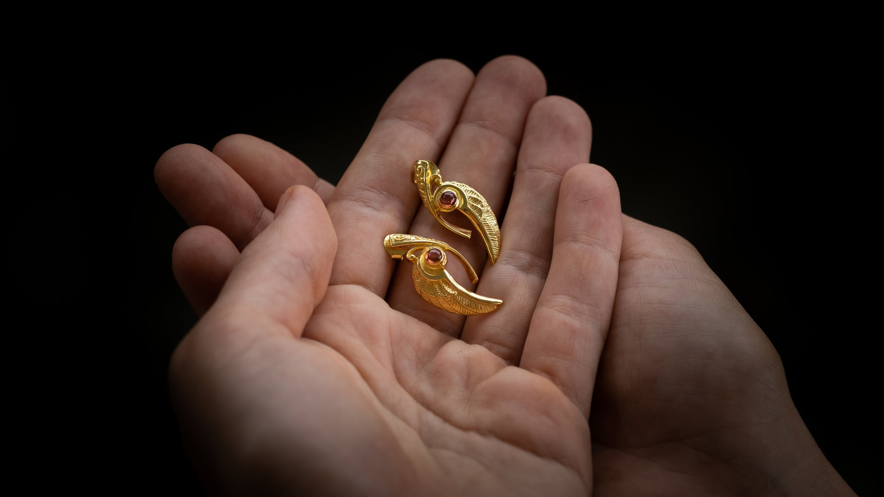 18K Gold Bird Earrings | Feather Stud Earrings | Humming Bird Earrings | Solid Gold Stud Earrings | Wings Earrings