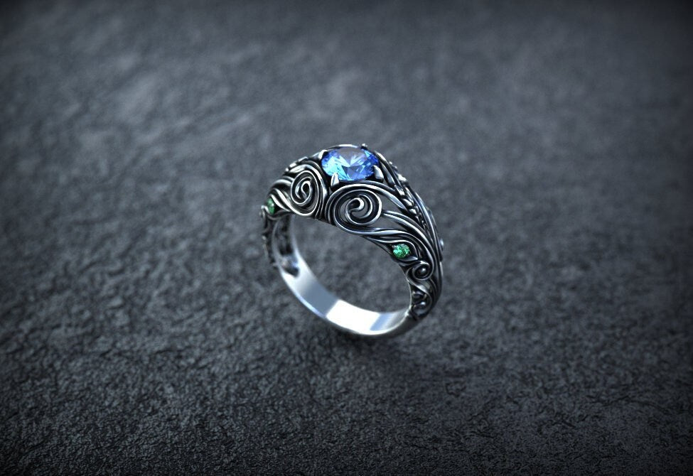 Victorian Engagement Ring | Silver Filigree Flower Ring | Art Deco Vintage Jewelry | Antique Style Engagement Ring | Unique Victorian Ring