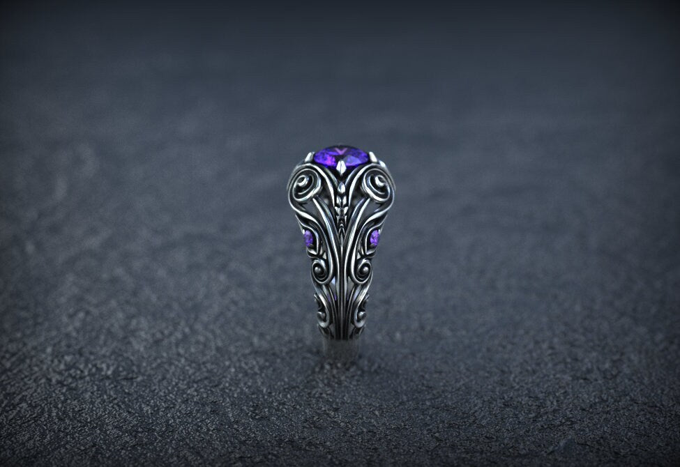 Victorian Engagement Ring | Silver Filigree Flower Ring | Art Deco Vintage Jewelry | Antique Style Engagement Ring | Unique Victorian Ring