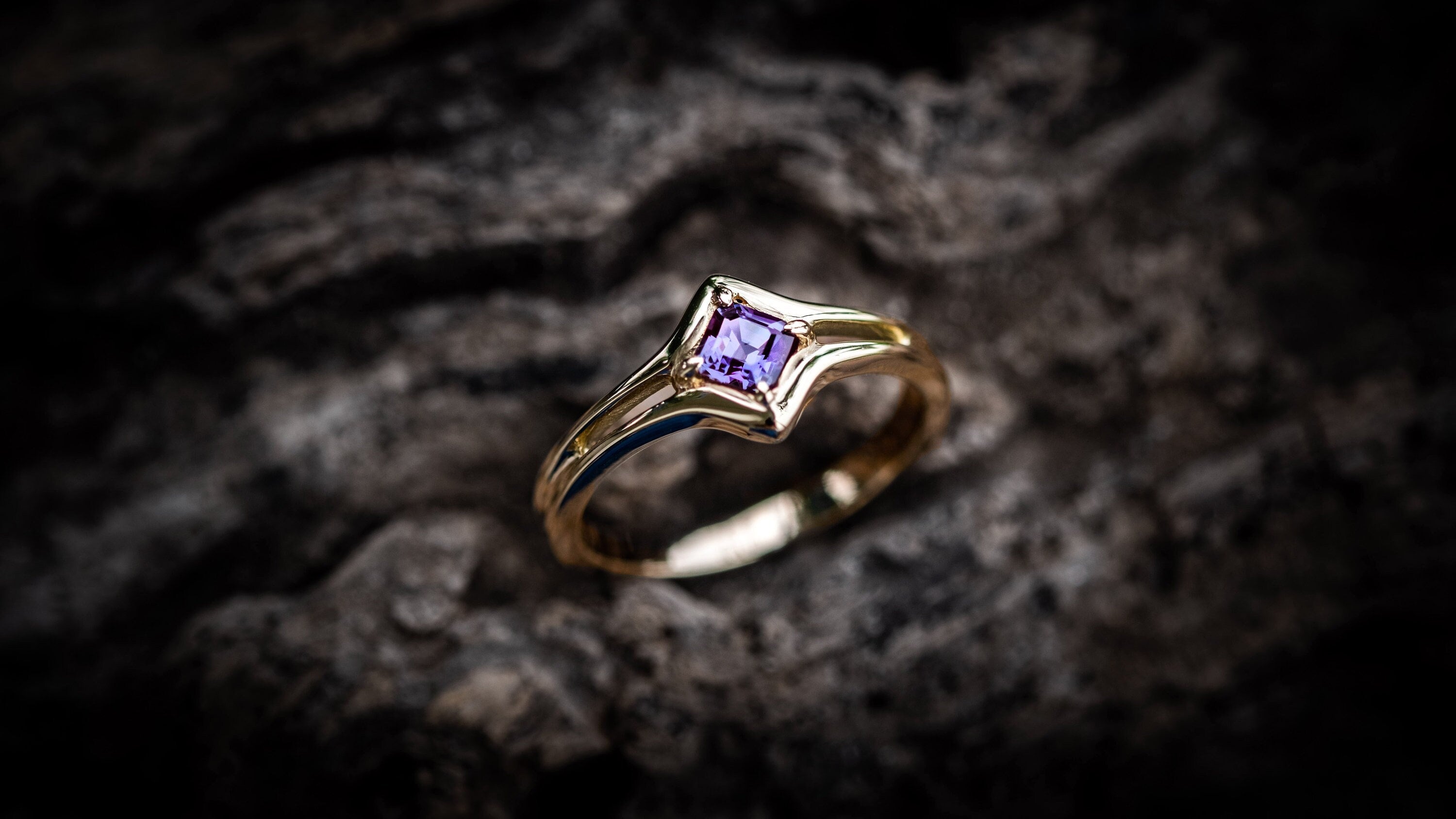 14K Gold Geometric Engagement ring with Diamond | Geometric Gold Ring | Gold Diamond Ring | Delicate Gold Ring