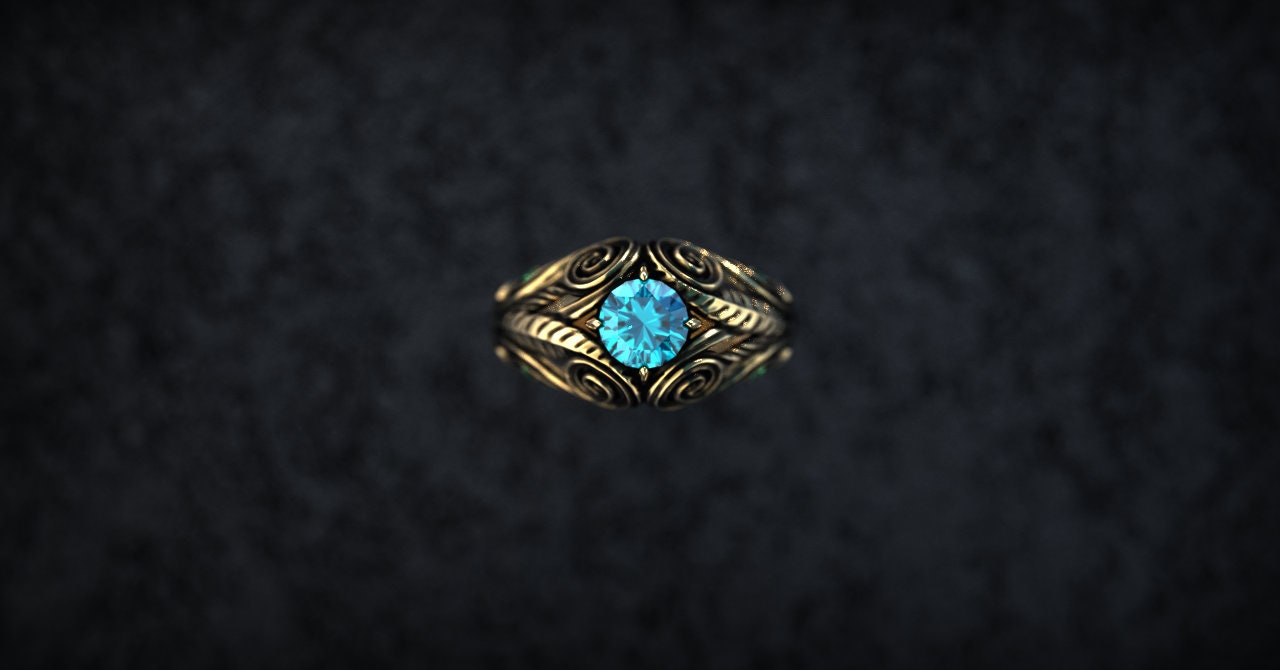 14K Gold Elven Engagement Ring: Nature Inspired Filigree Wedding Ring