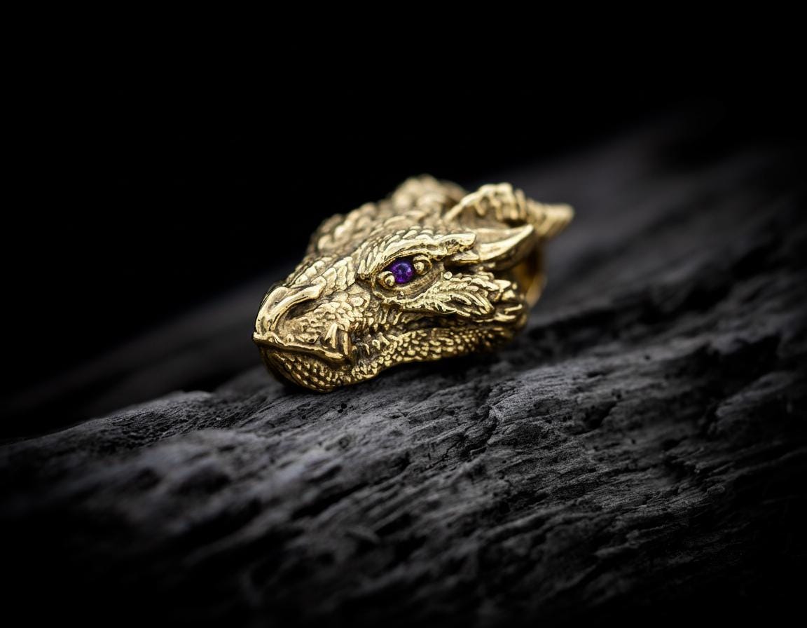 Solid Gold Dragon Pendant