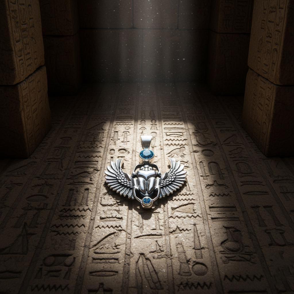 Sterling Silver Scarab Pendant | Egyptian Jewelry | Scarab Amulet | Spiritual Protection Pendant | Ancient Egypt