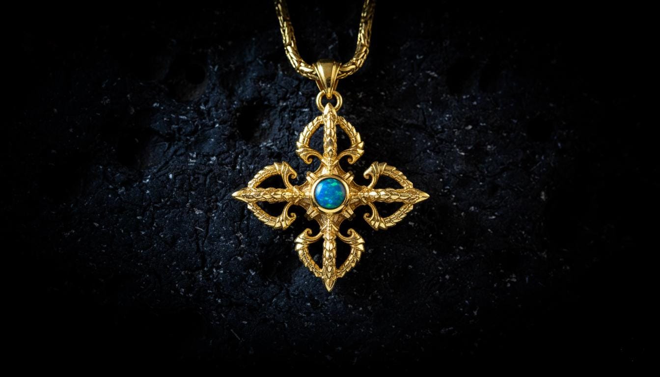 18K Gold Vajra Pendant | Buddhist Necklace | Gold Buddhist Jewelry | Buddhist Art | Golden Dorj