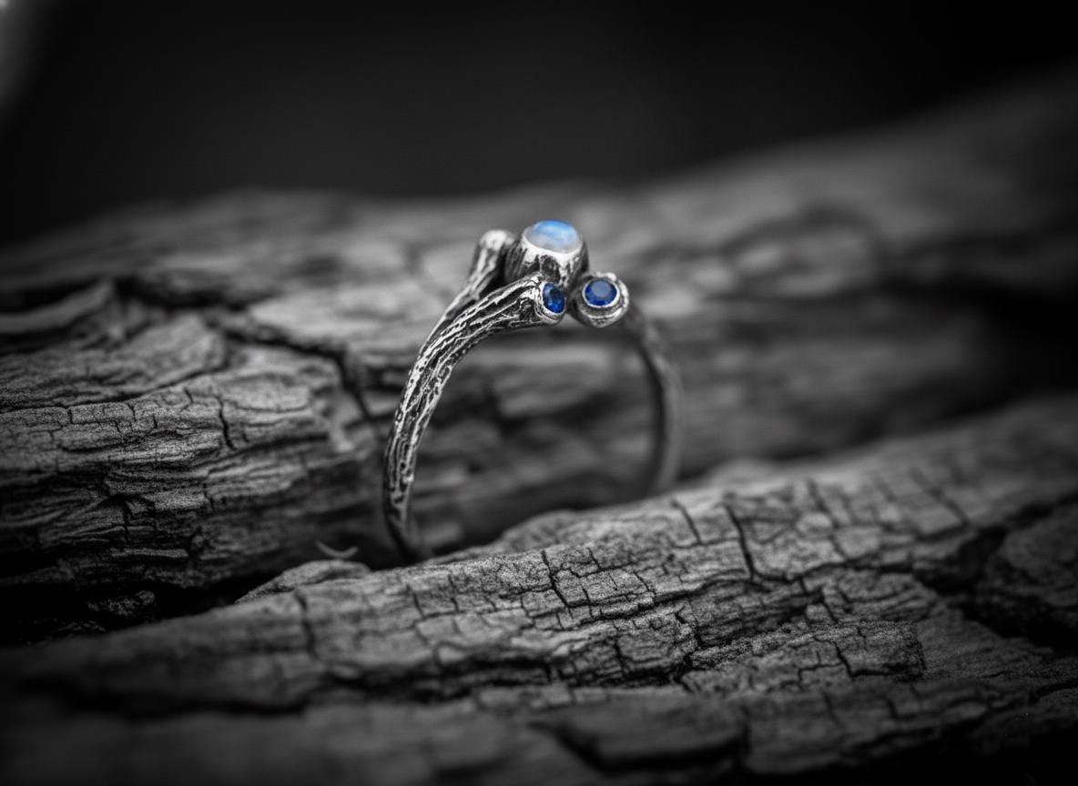 Twig Engagement Silver Ring 'Spring' | Branch Engagement Ring | Tree Branch Ring | Small Twig Ring