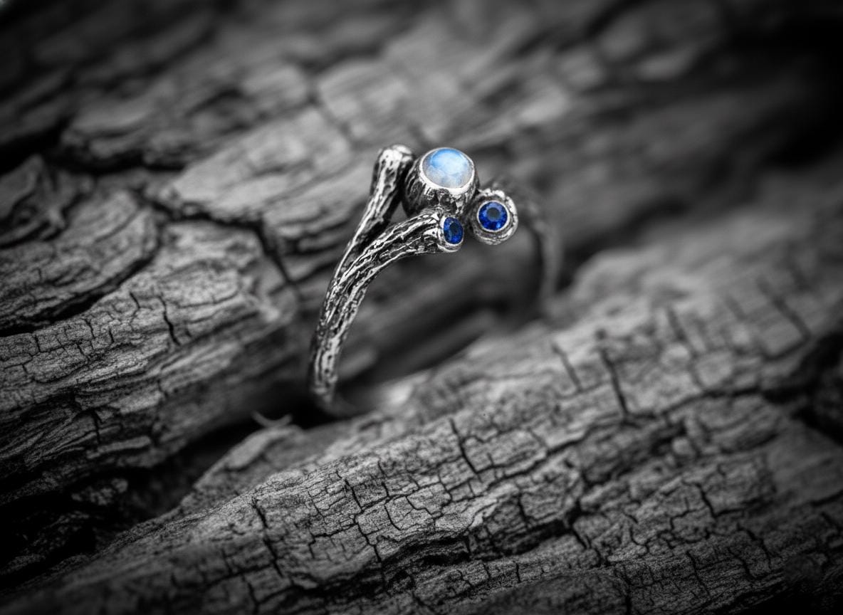 Twig Engagement Silver Ring 'Spring' | Branch Engagement Ring | Tree Branch Ring | Small Twig Ring