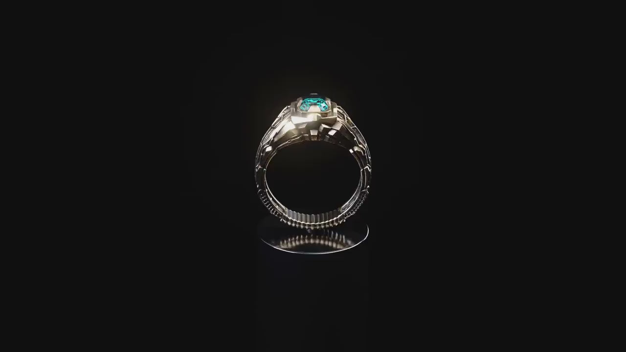 Solid Gold Geometric Ring | Gold Statement Ring 'Collider' | Sci-Fi Ring | Gold Cyberpunk Jewelry