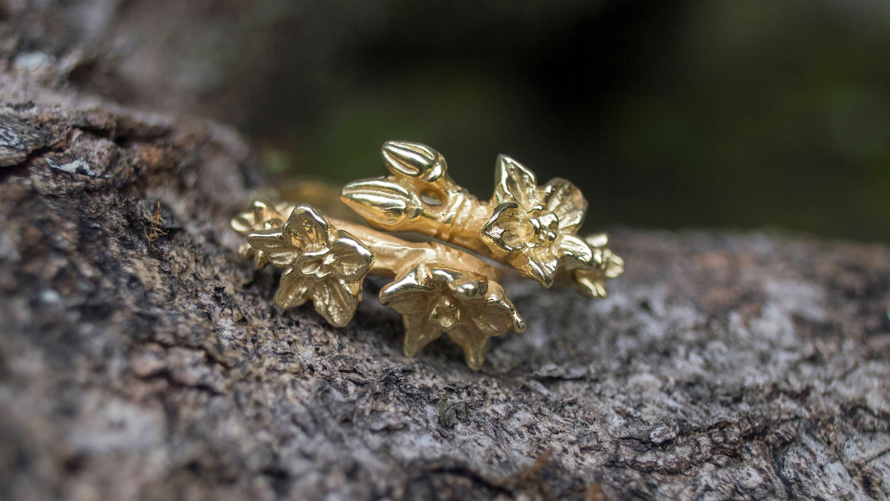 Gold Orchid Ring