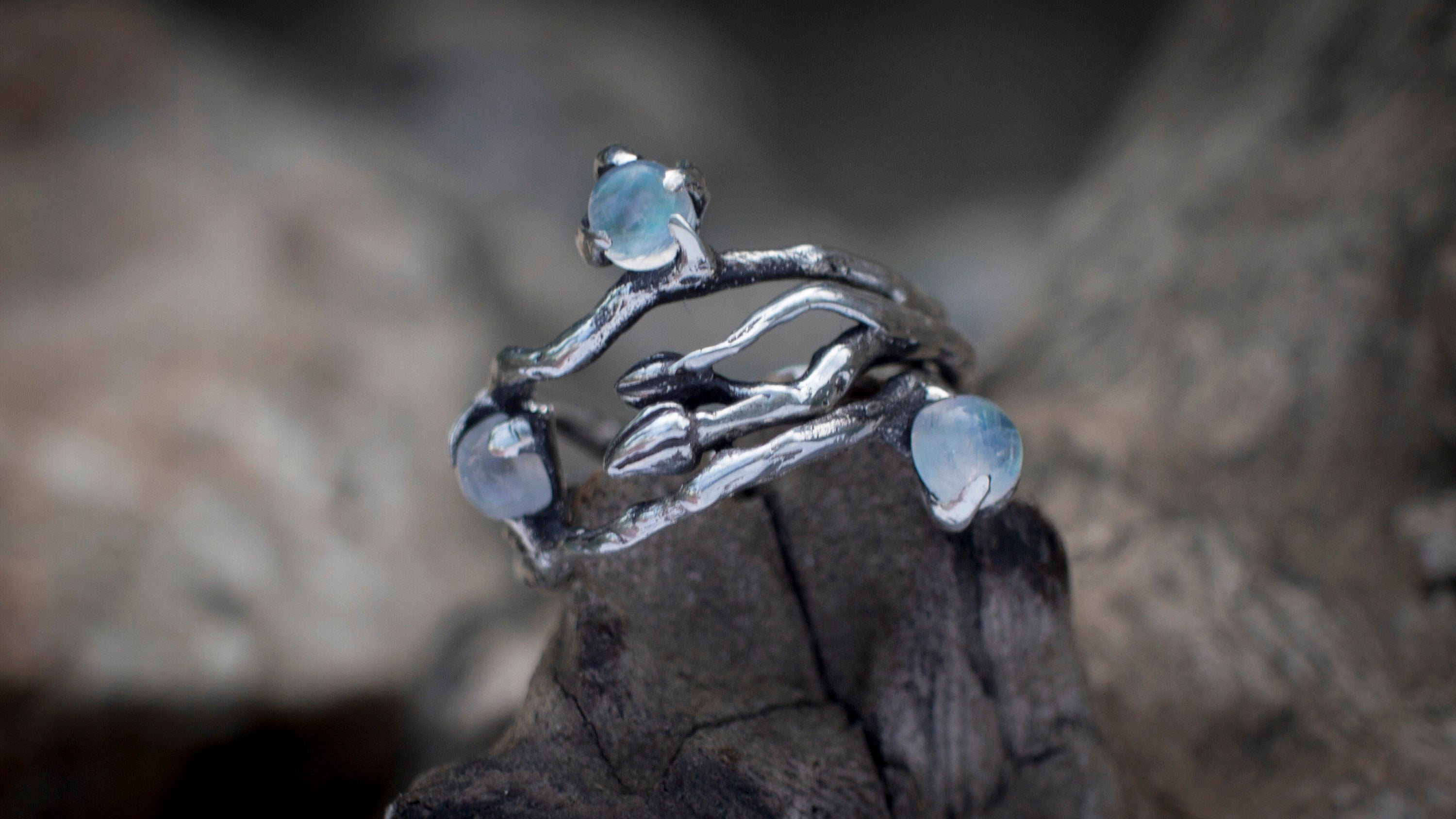 Moonstone Ring 'Moon Tree'