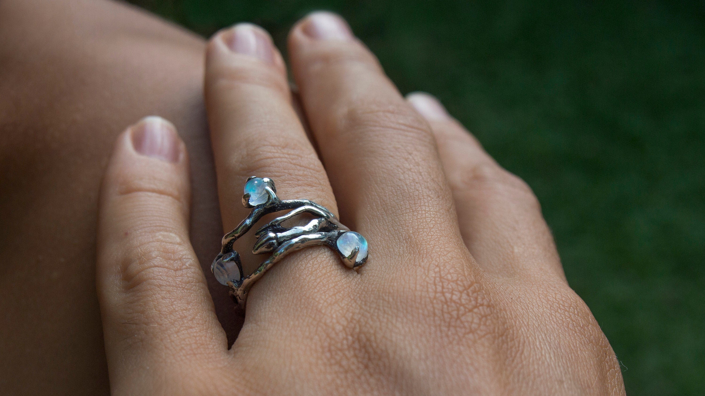 Moonstone Ring 'Moon Tree'