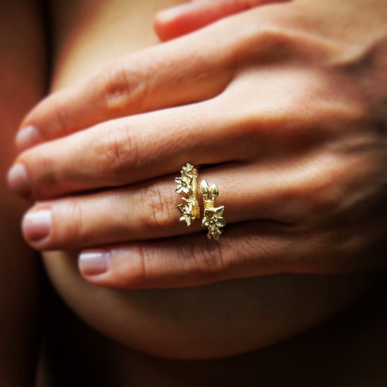 Gold Orchid Ring