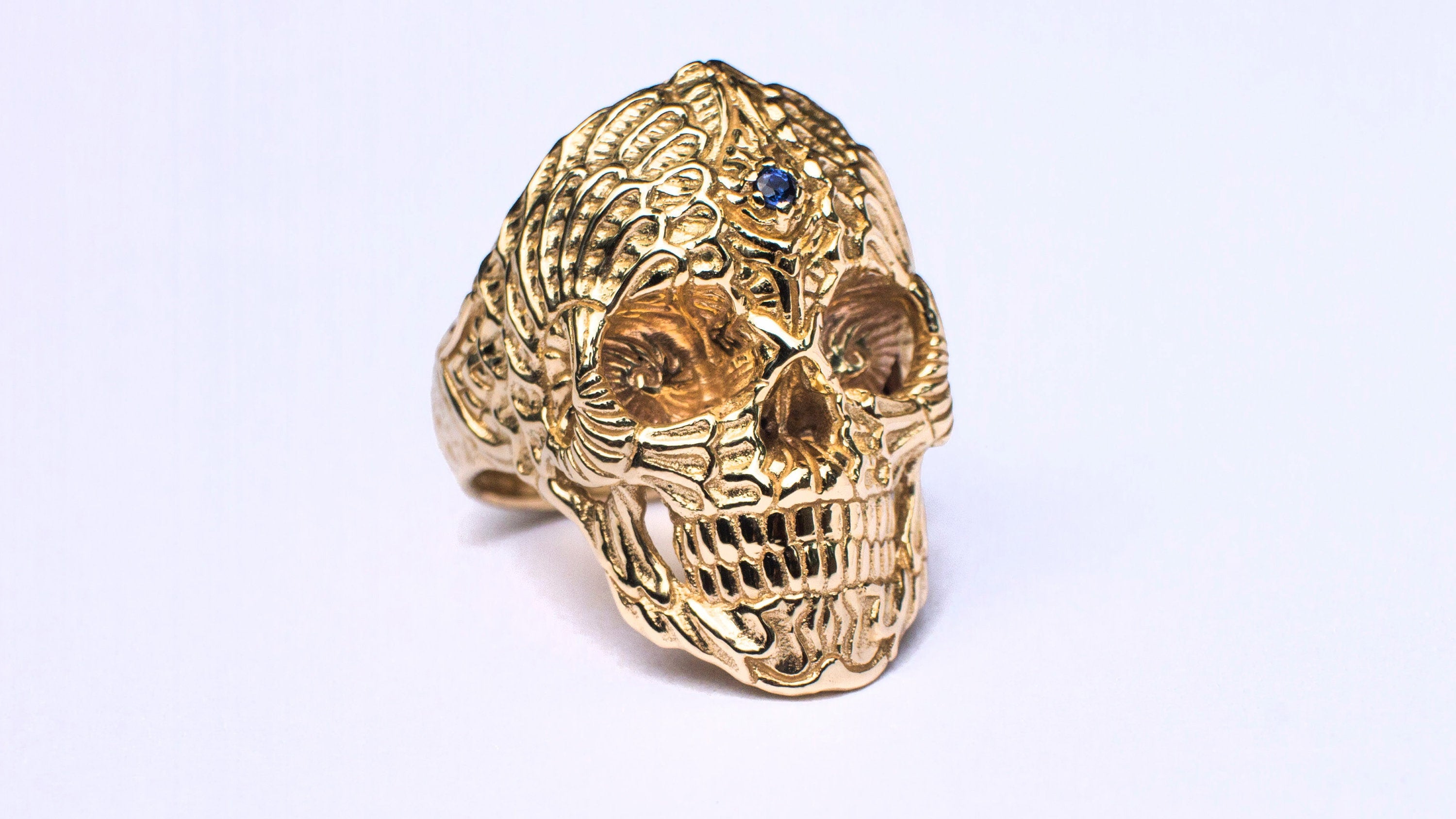 Gold Skull Ring 'Spiral Skull'
