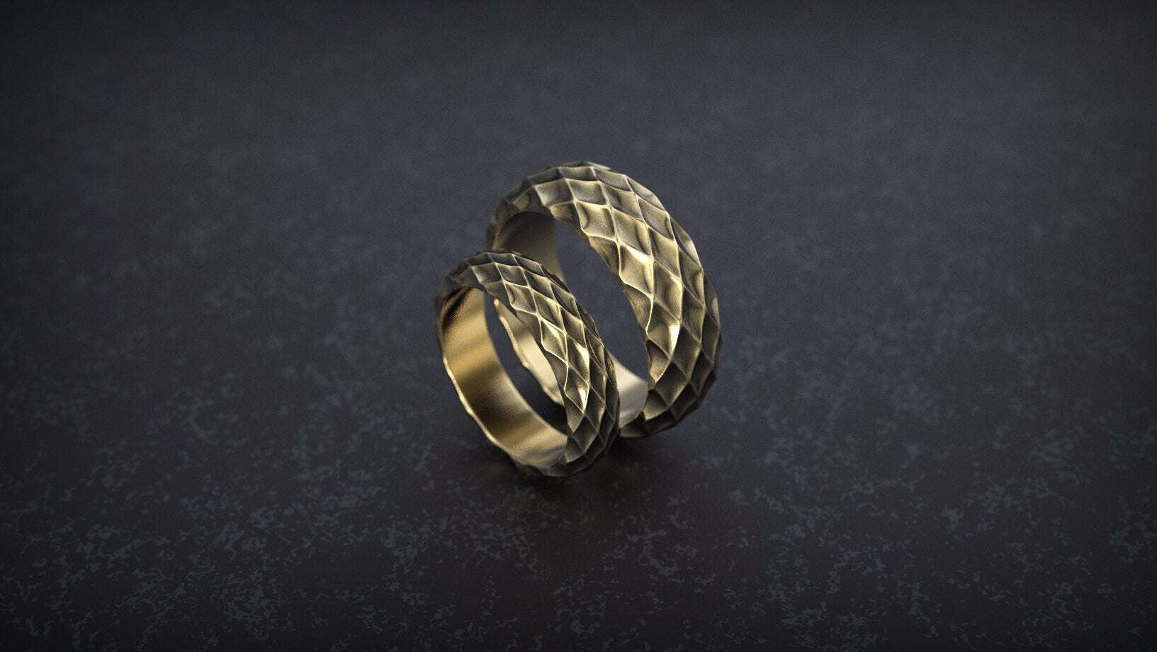 Wedding ring set Geometric wedding band