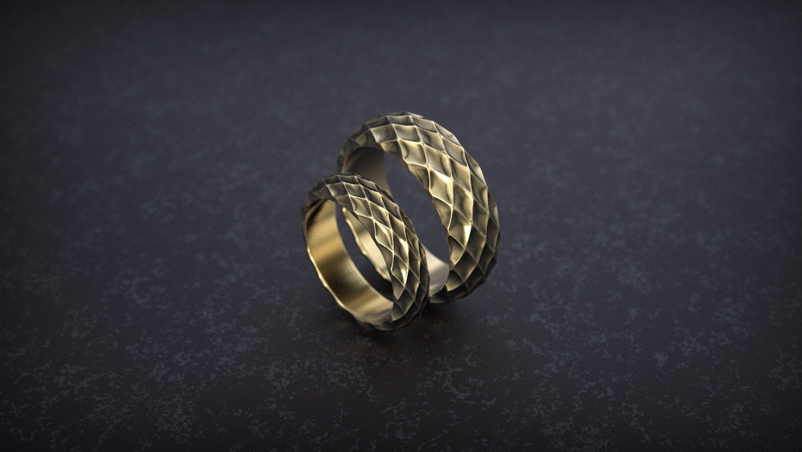 Wedding ring set Geometric wedding band