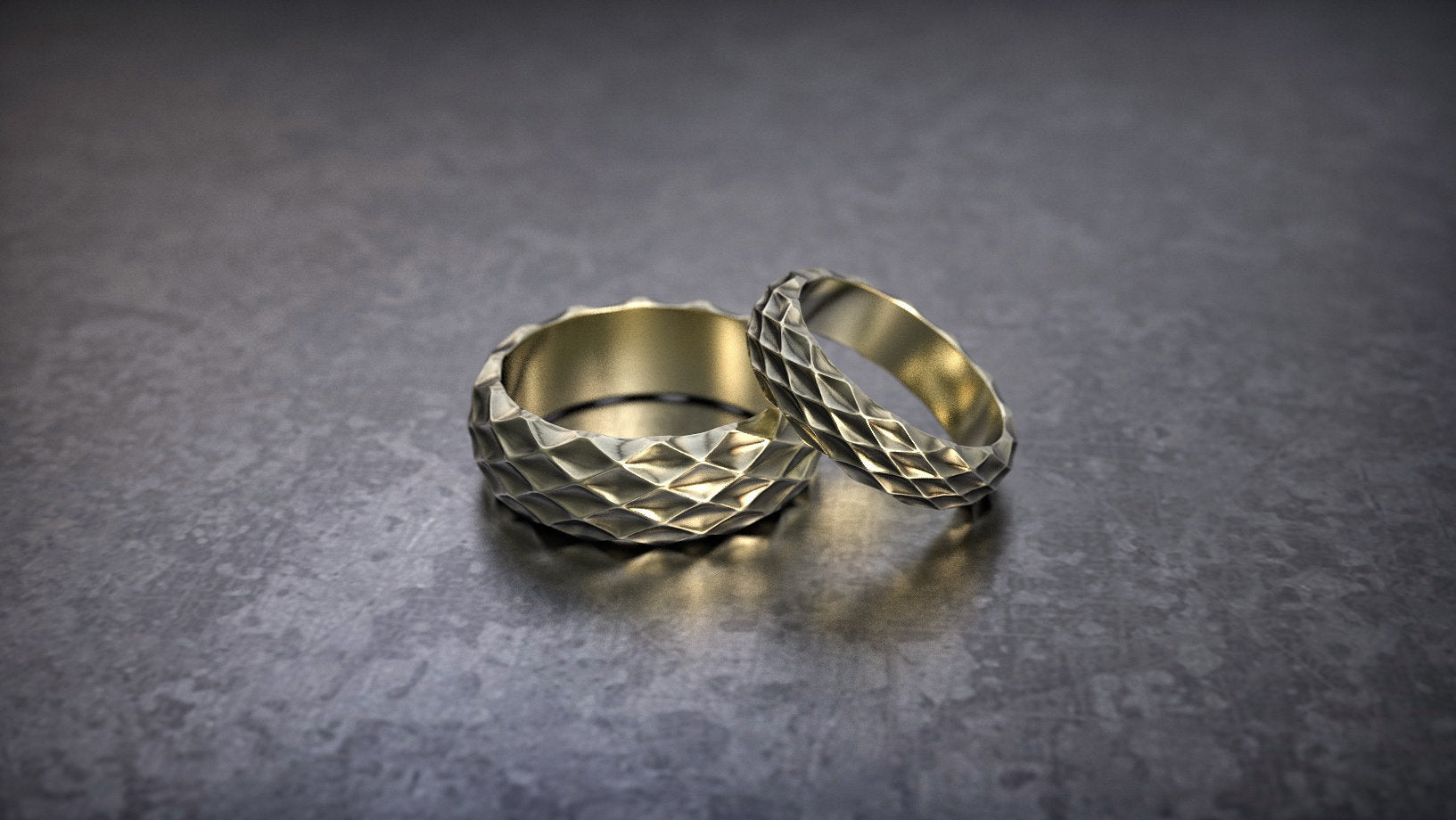 Wedding ring set Geometric wedding band